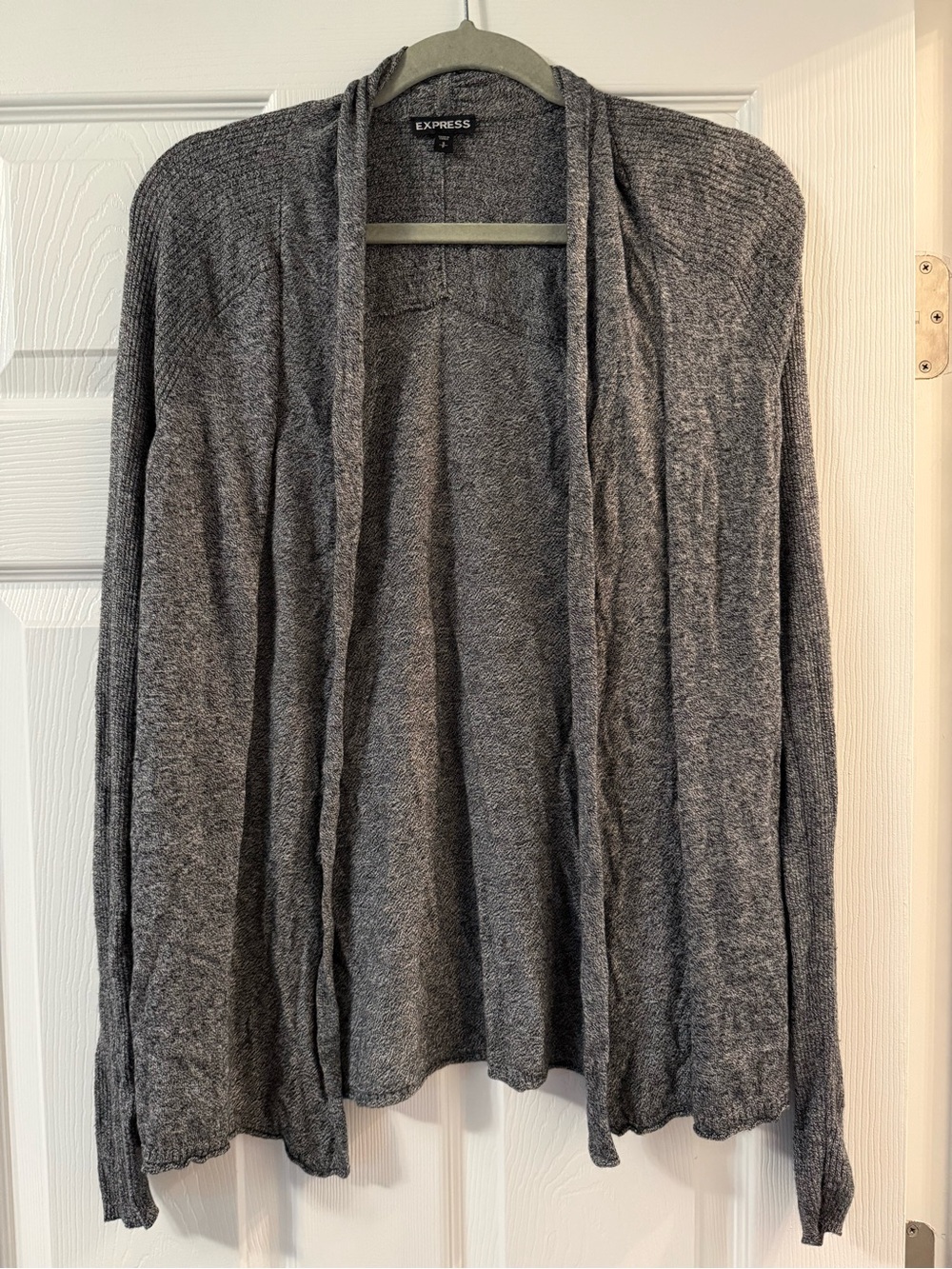 Express Gray Open-Front Drape Cardigan